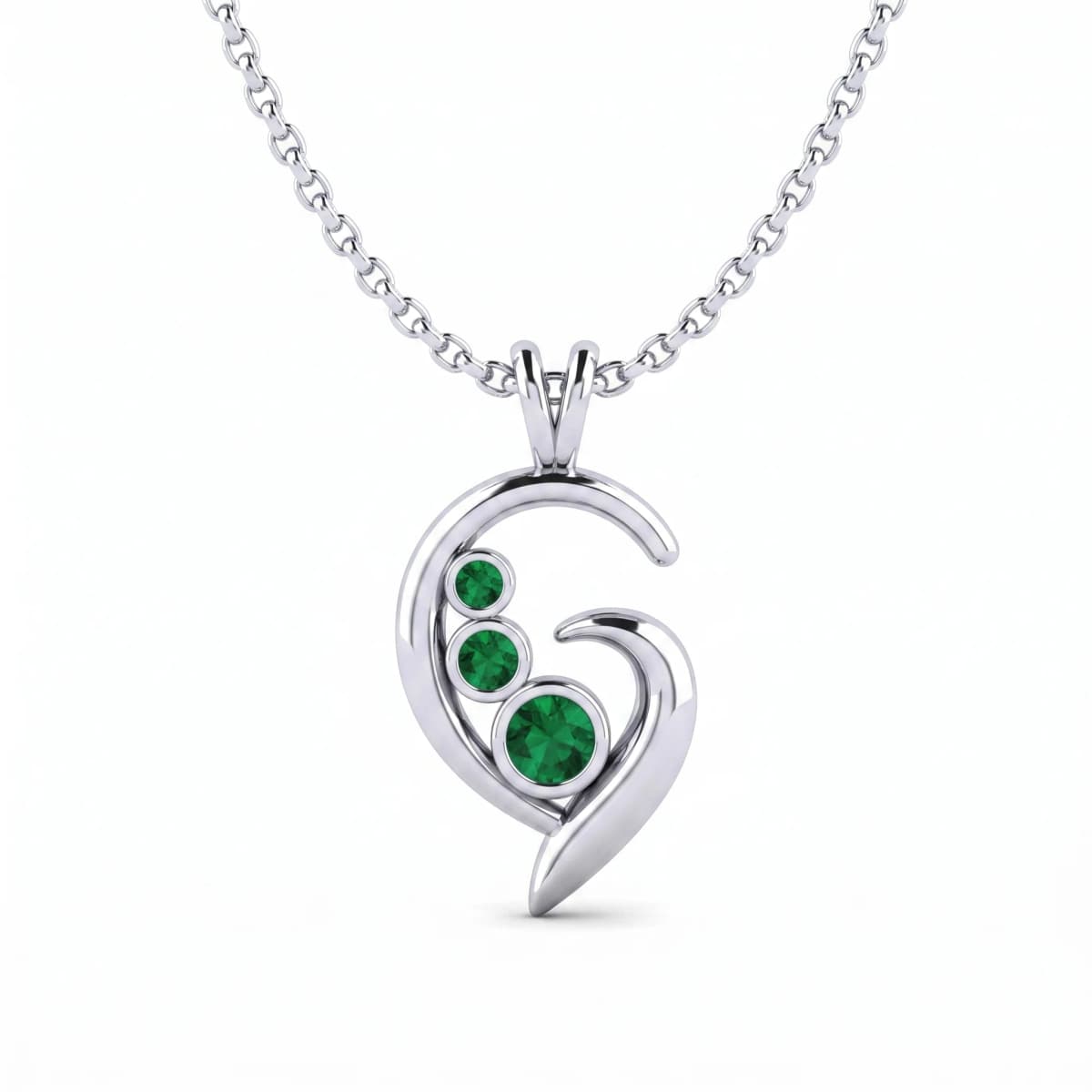 Belaroq Evania Wisp Whisper White Gold Emerald Pendant