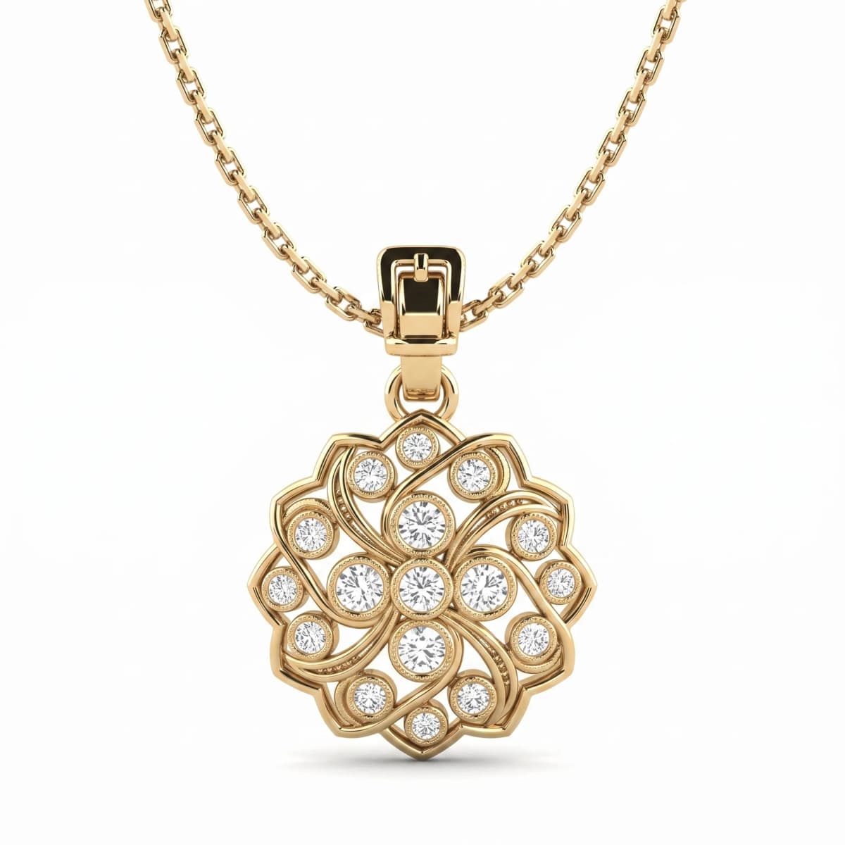 Belaroq Arden Cove Lattice Yellow Gold Zirconia Pendant