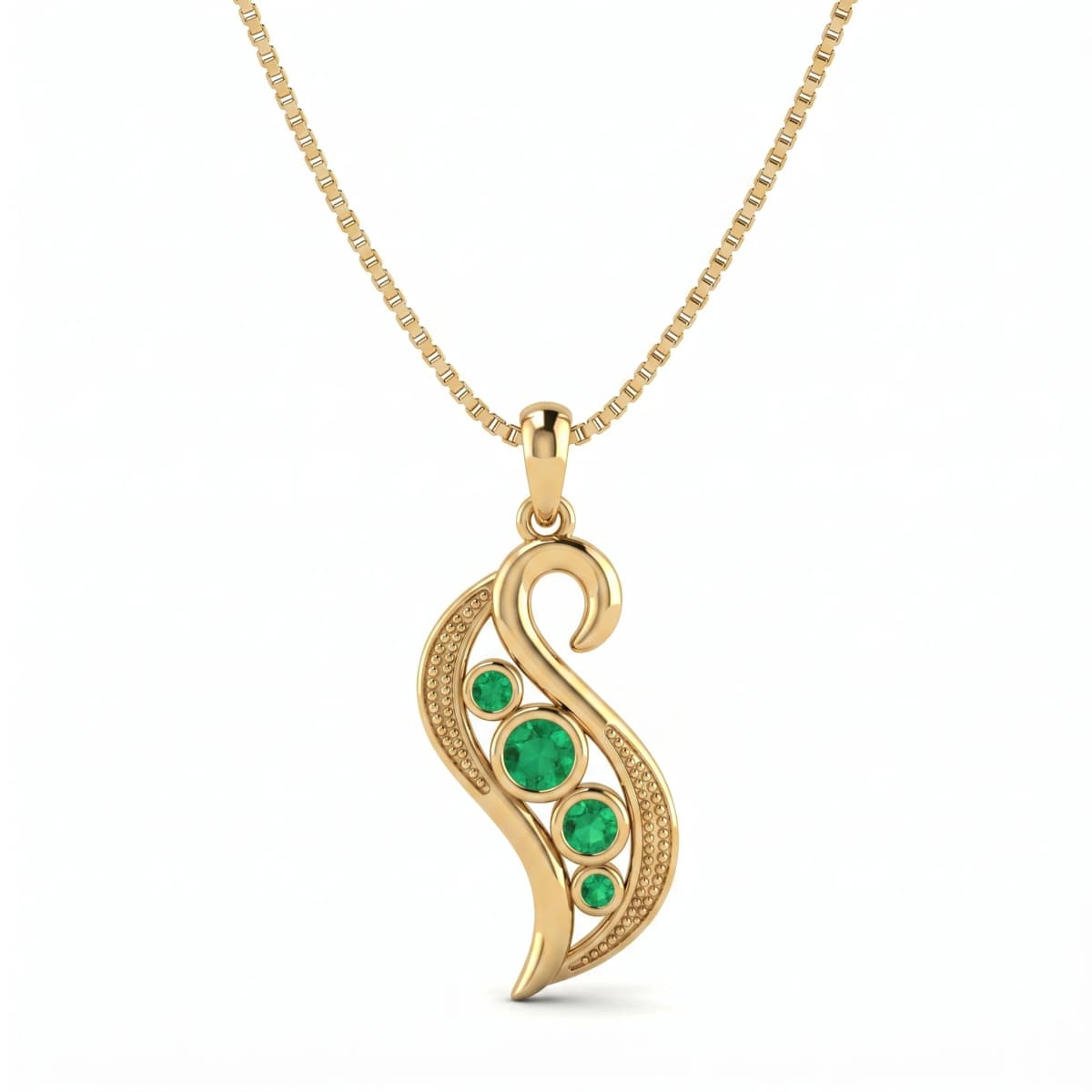 Belaroq Celine Fleur Radiant Yellow Gold Emerald Pendant
