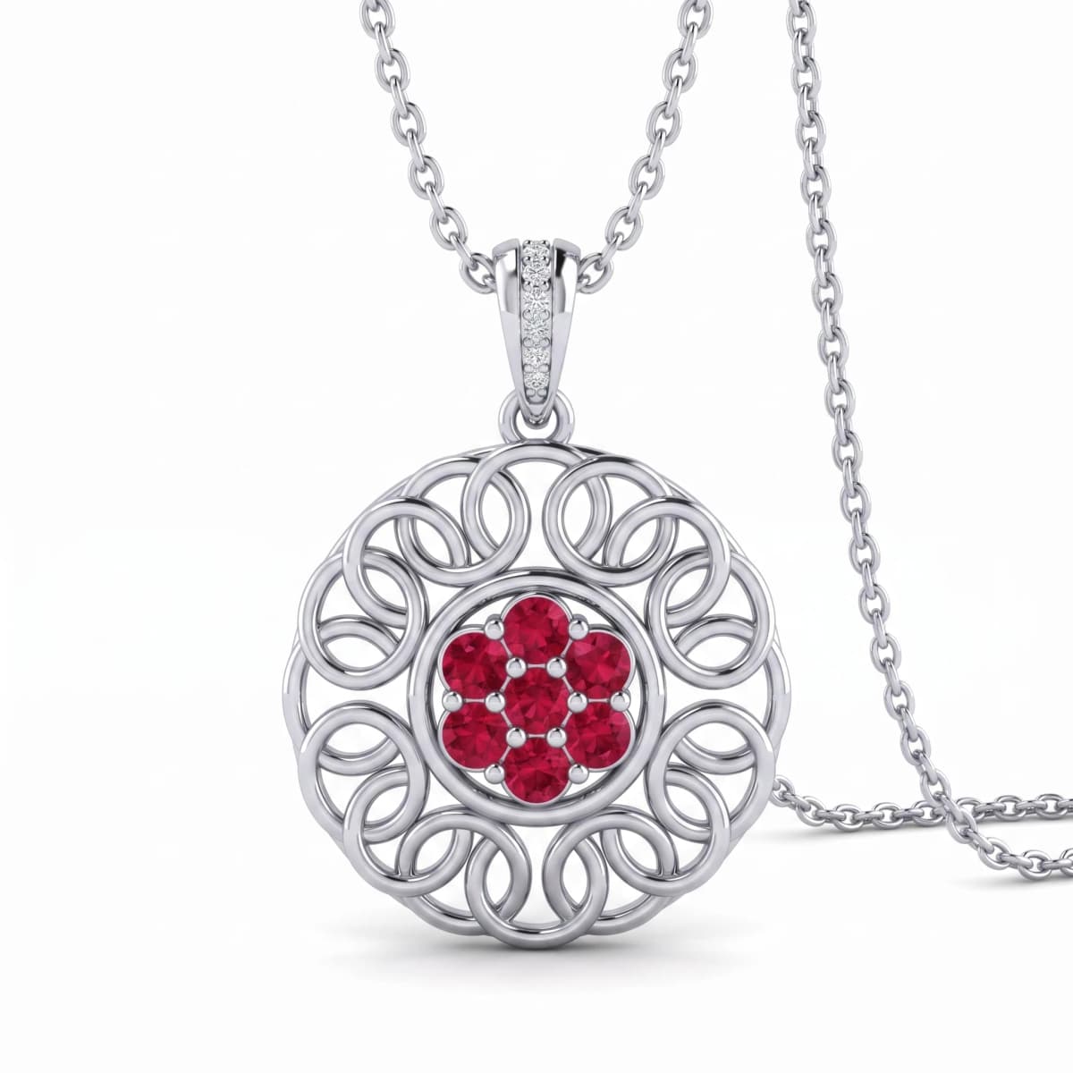 Belaroq Aria Compass Couture White Gold Ruby Pendant