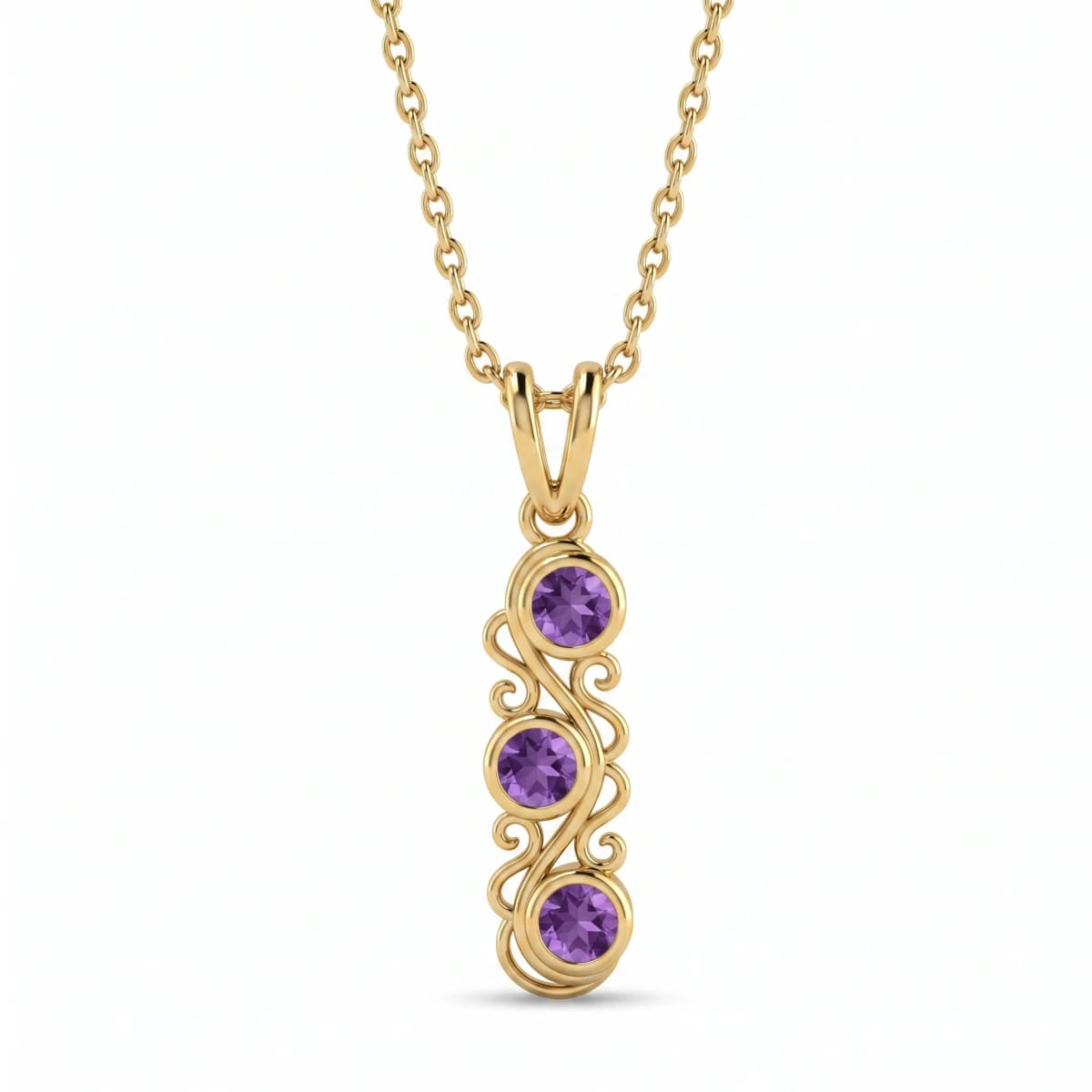Belaroq Mireya Pearl Poise Yellow Gold Amethyst Pendant
