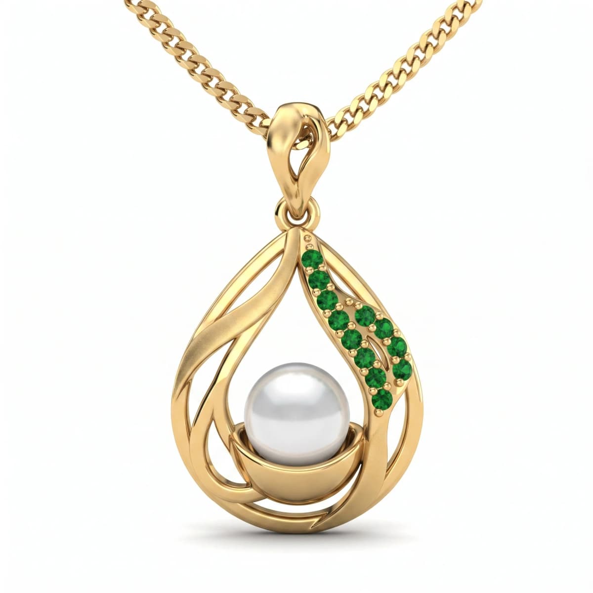 Belaroq Elenor Trace Adorn Yellow Gold Emerald Pendant
