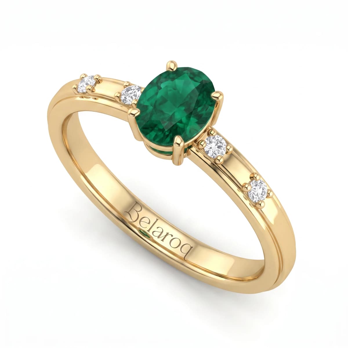 Belaroq Elysia Aura Dore Yellow Gold Emerald Stackable Ring