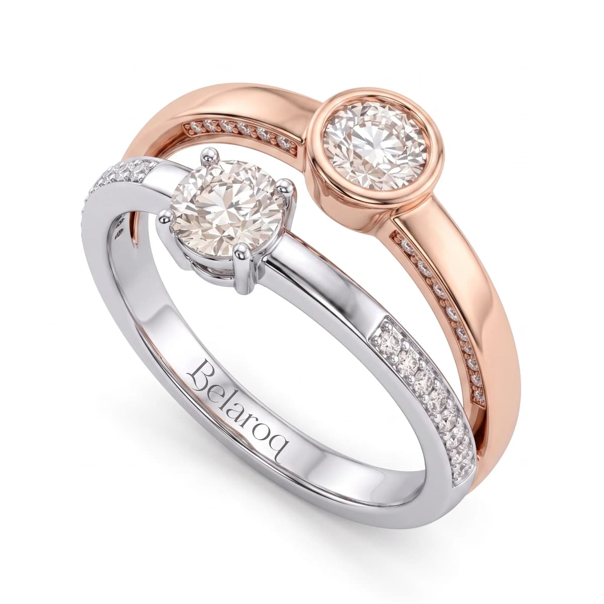 Belaroq Arielle Arc Monde Two Tone Gold Lab Diamond Ring