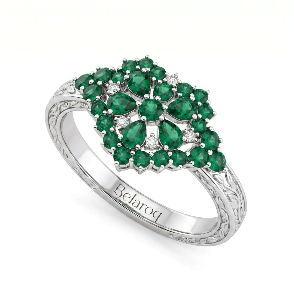 Belaroq Alouette Petal Ceremony White Gold Emerald Ring