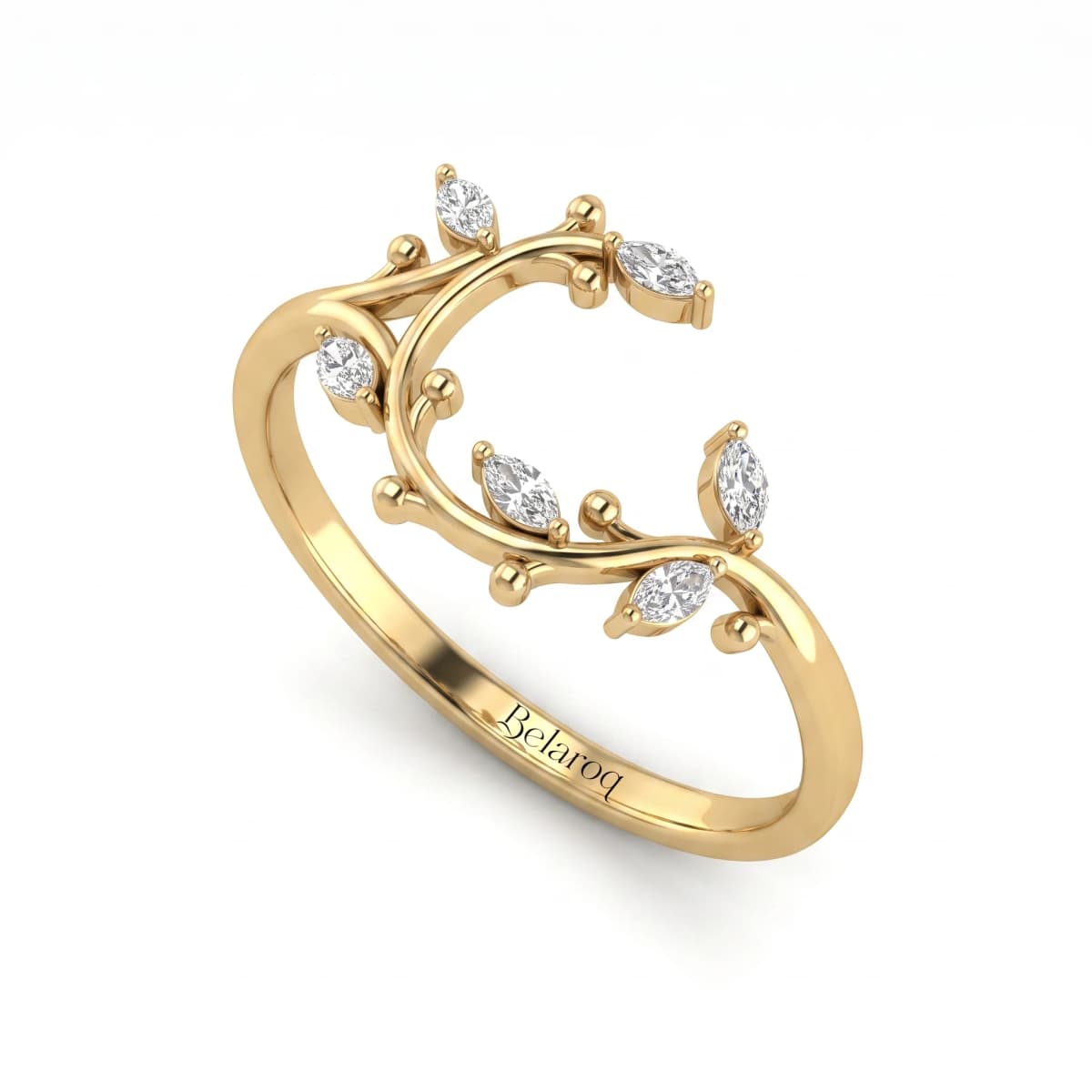Belaroq Amara Vine Couture Yellow Gold Lab Diamond Ring