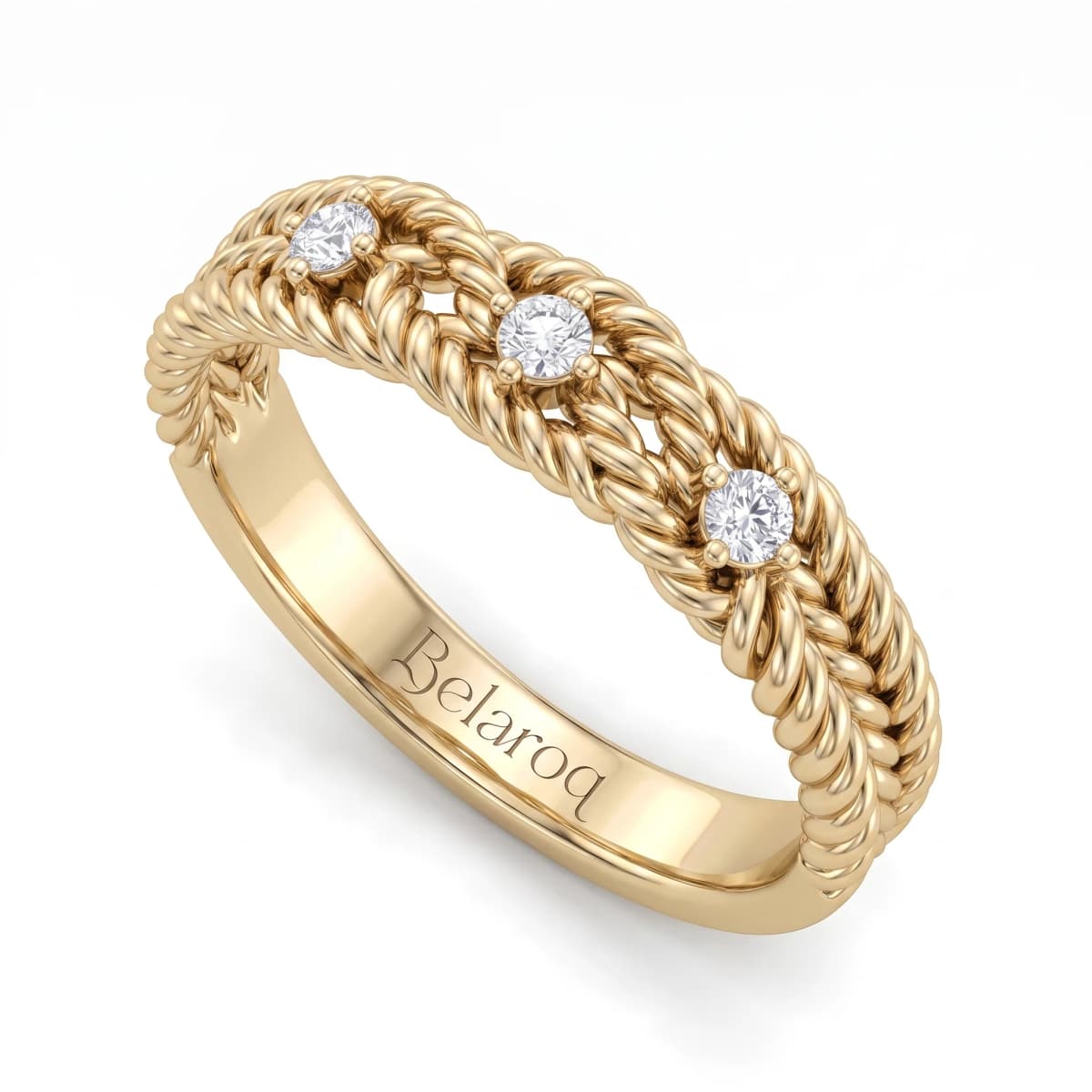 Belaroq Clarion Trefoil Whisper Yellow Gold Lab Diamond Ring