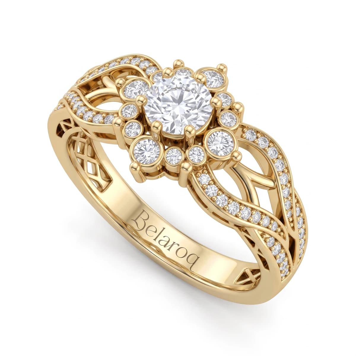 Belaroq Coralie Wisp Vow Yellow Gold Diamond Bridal Ring