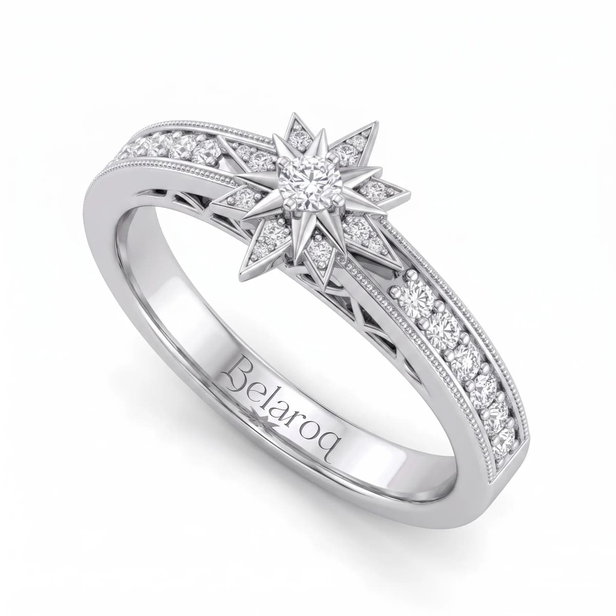 Belaroq Mirielle Halo Ethereal White Gold Diamond Ring
