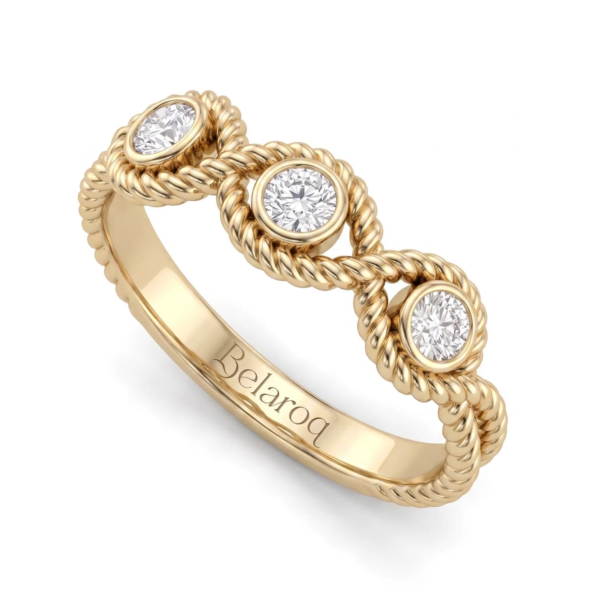 Belaroq Calista Cascade Milgrain Yellow Gold Lab Diamond Ring