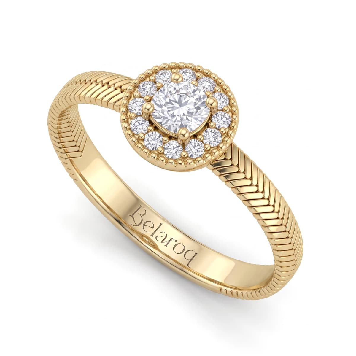 Belaroq Esmere Wave Lattice Yellow Gold Lab Diamond Ring