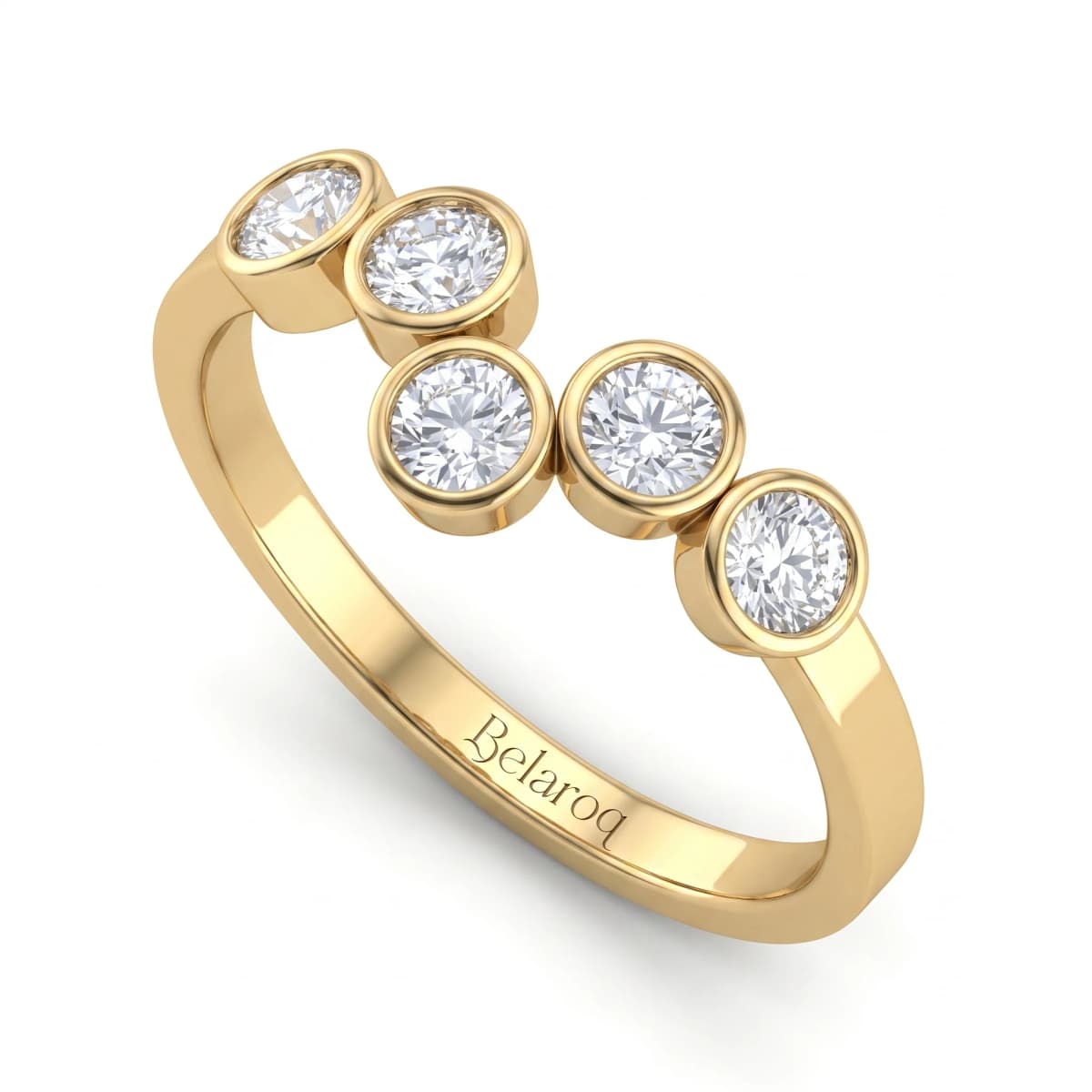 Belaroq Calenne Leaf Regal Yellow Gold Zirconia Stackable Ring