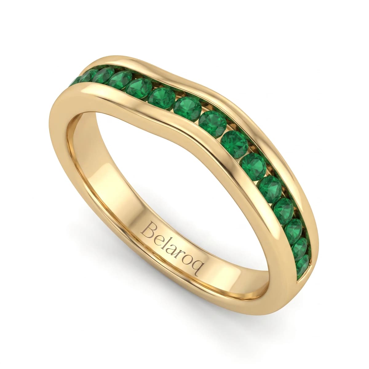 Belaroq Marella Nova Lattice Yellow Gold Emerald Ring