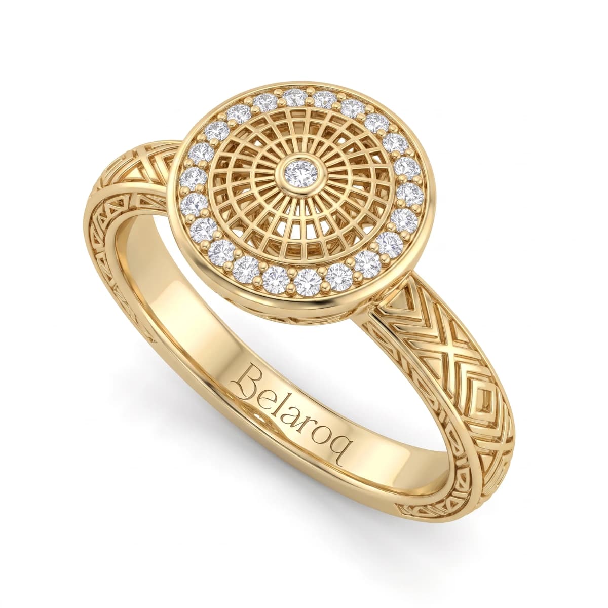Belaroq Marquise Vista Arcade Yellow Gold Lab Diamond Ring