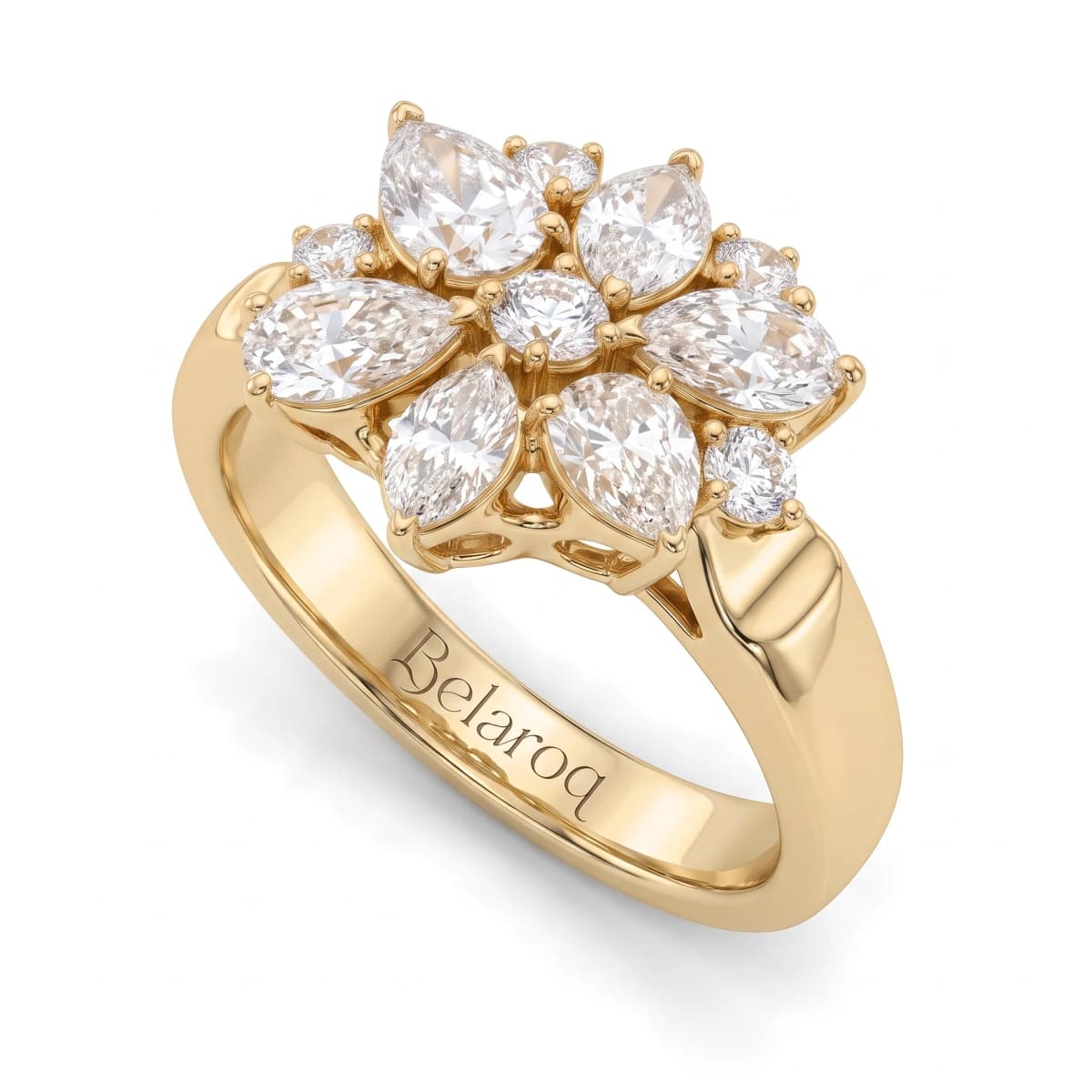 Belaroq Esmere Wave Vow Yellow Gold Diamond Ring