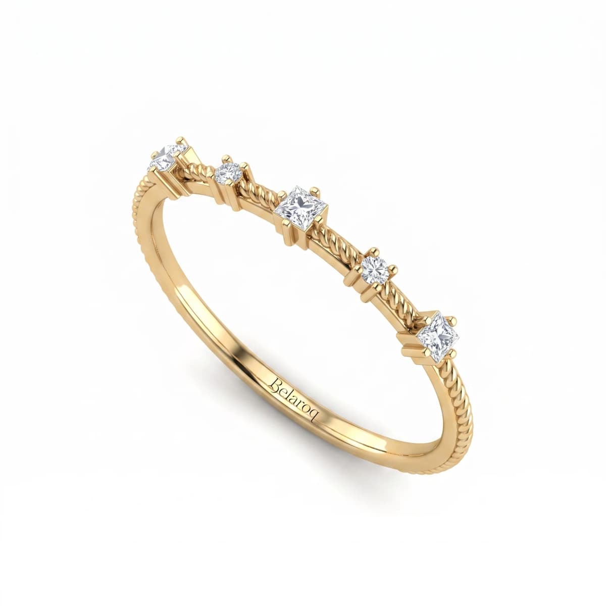 Belaroq Asteria Reed Serein Yellow Gold Lab Diamond Stackable Ring