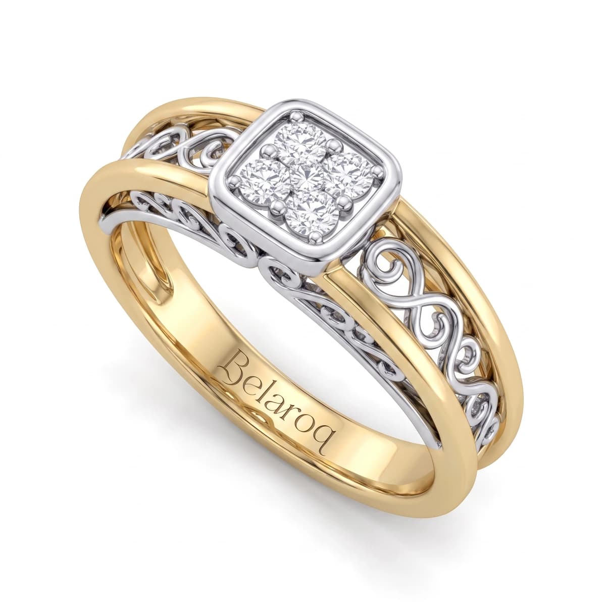 Belaroq Orlena Swan Mode Two Tone Gold Lab Diamond Ring