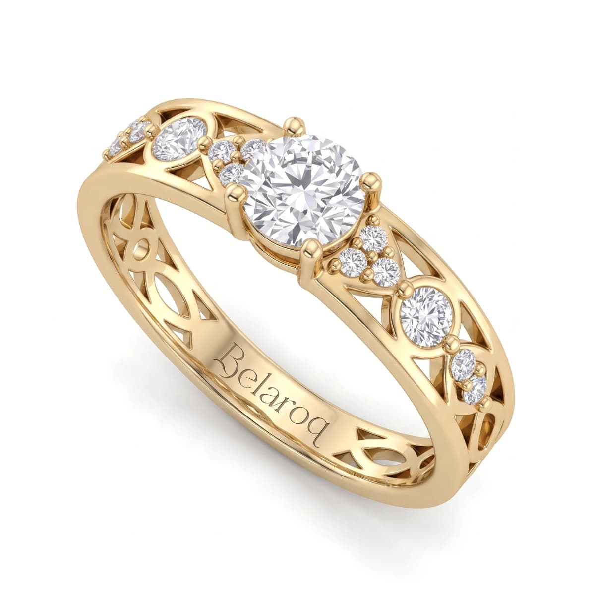 Belaroq Alouette Petal Milgrain Yellow Gold Lab Diamond Ring