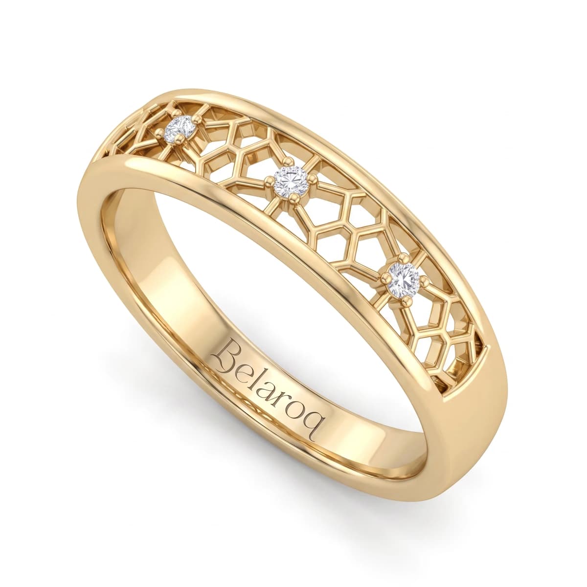 Belaroq Marquise Vista Lattice Yellow Gold Lab Diamond Ring