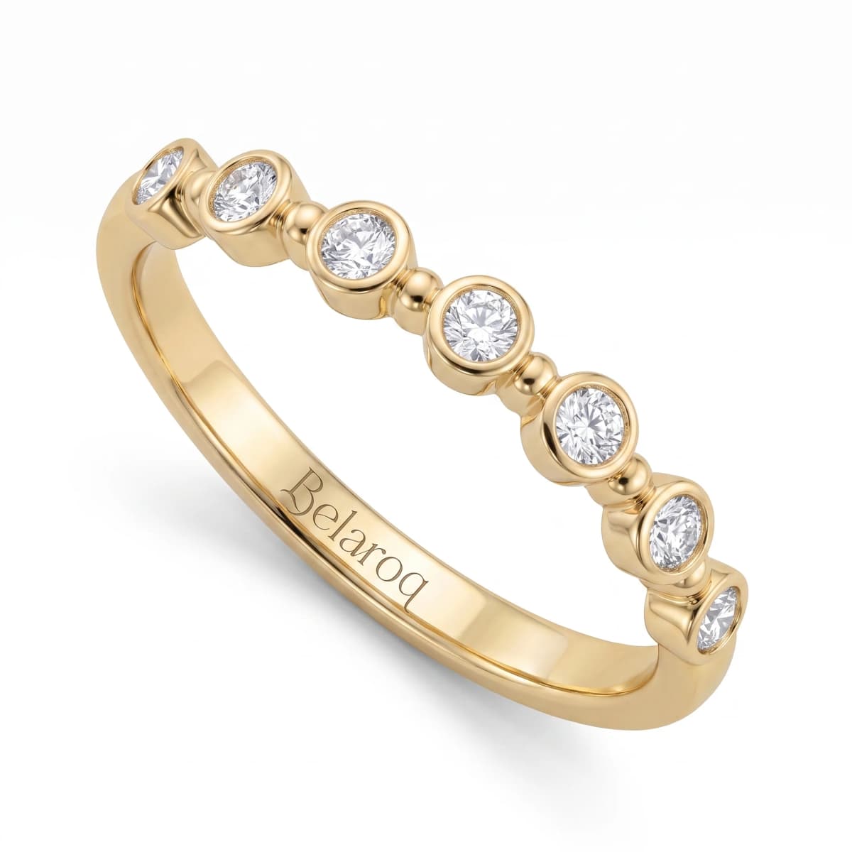 Belaroq Novelle Pearl Fable Yellow Gold Diamond Stackable Ring