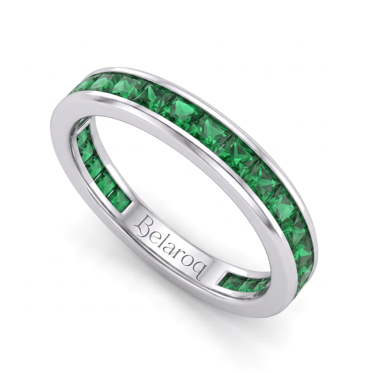 Belaroq Evania Trace Gala White Gold Emerald Ring