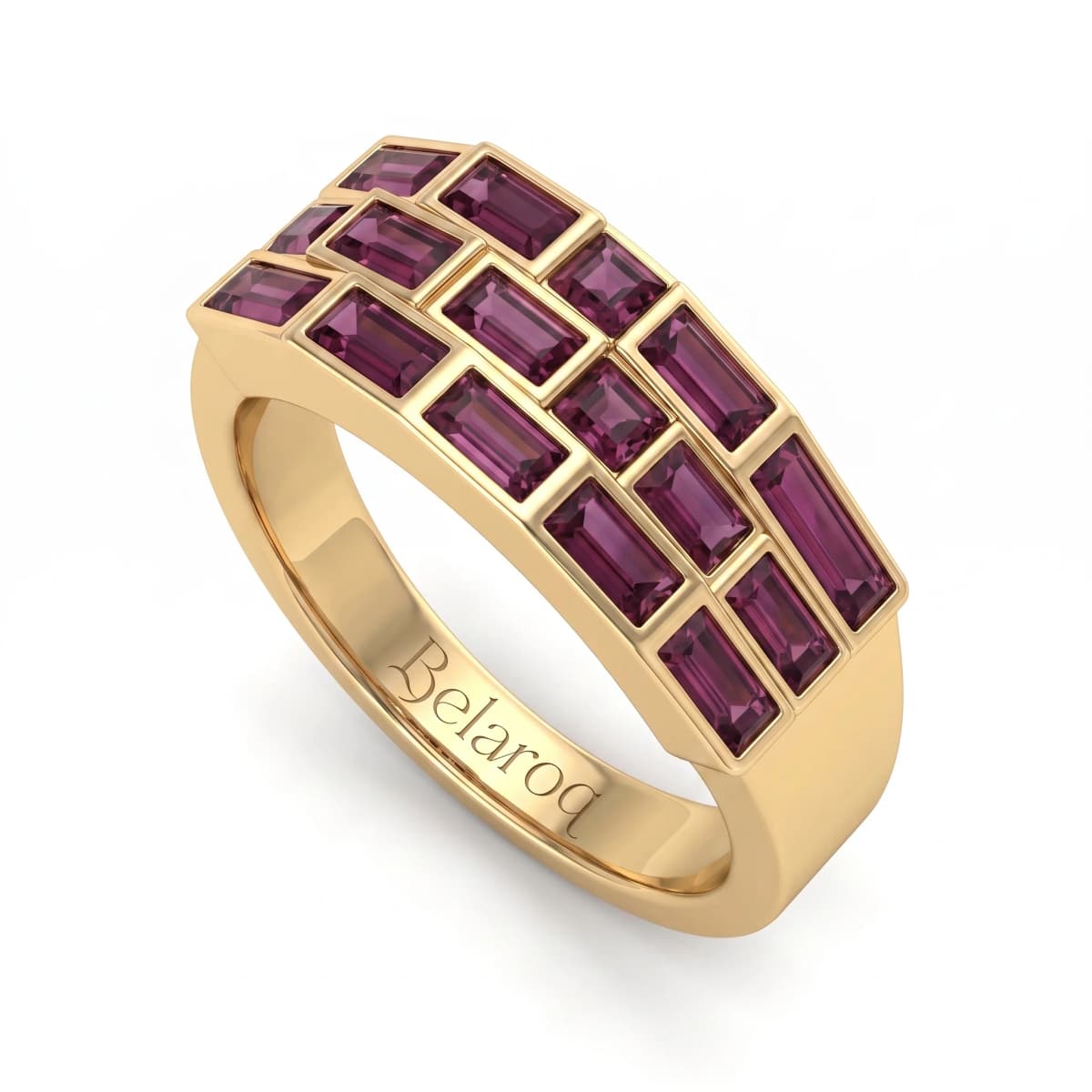 Belaroq Marella Nova Emblem Yellow Gold Garnet Ring