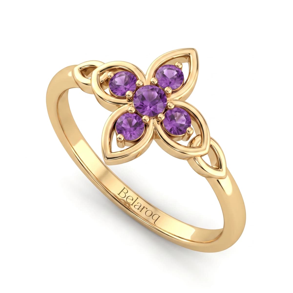 Belaroq Amara Vine Aurum Yellow Gold Amethyst Ring