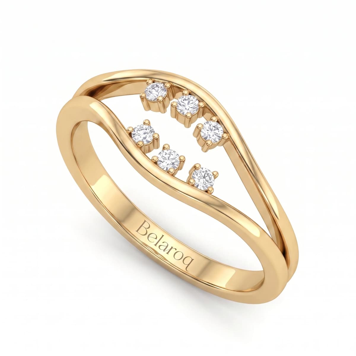 Belaroq Calenne Leaf Adorn Yellow Gold Lab Diamond Ring