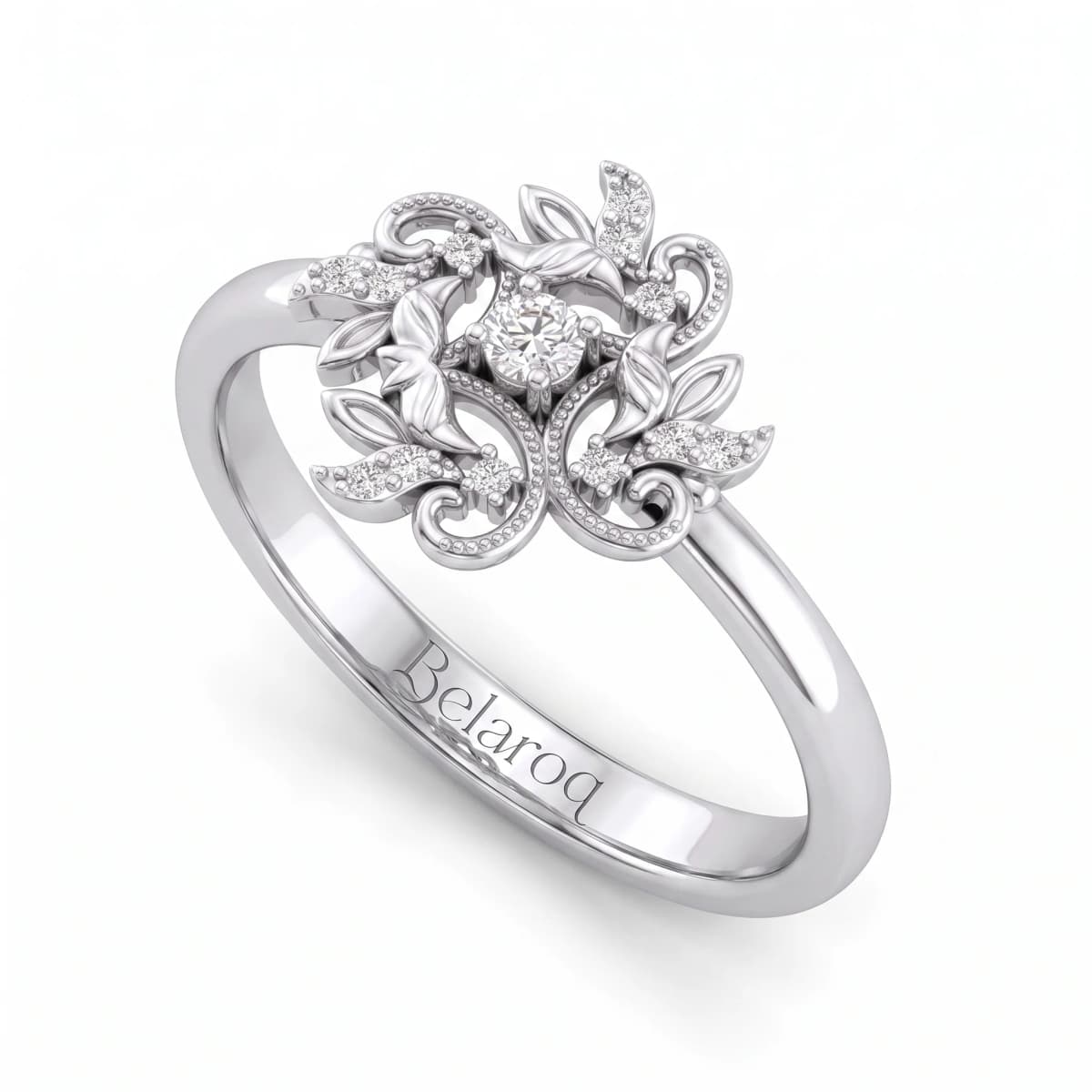 Belaroq Orlena Swan Dore Silver Lab Diamond Ring