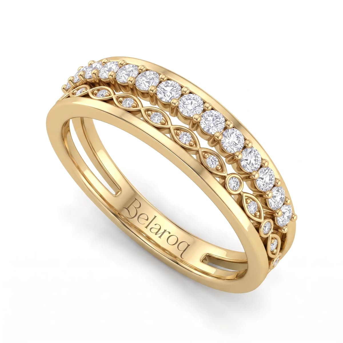 Belaroq Aveline Twist Vow Yellow Gold Zirconia Stackable Ring