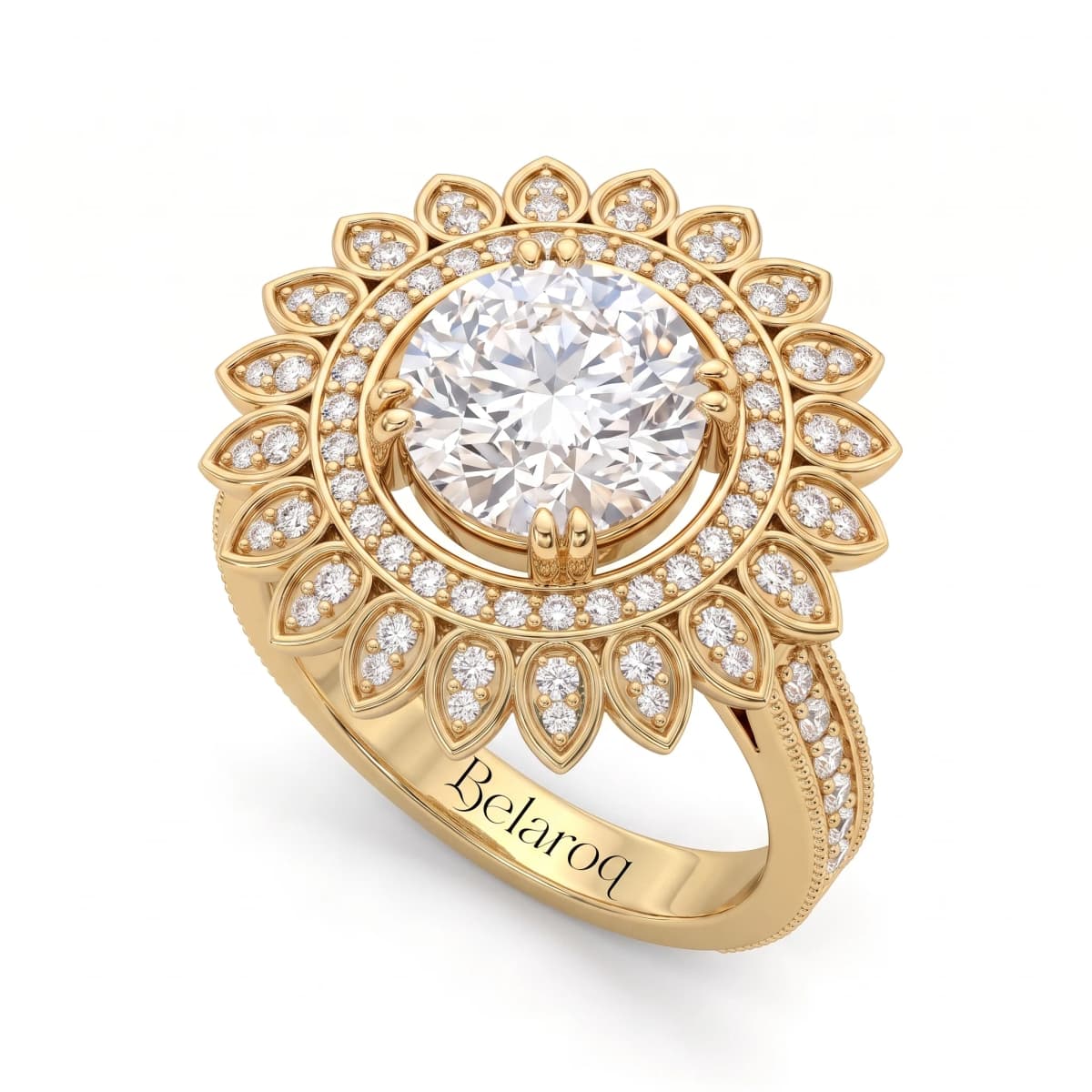 Belaroq Coralie Wisp Milgrain Yellow Gold Diamond Ring