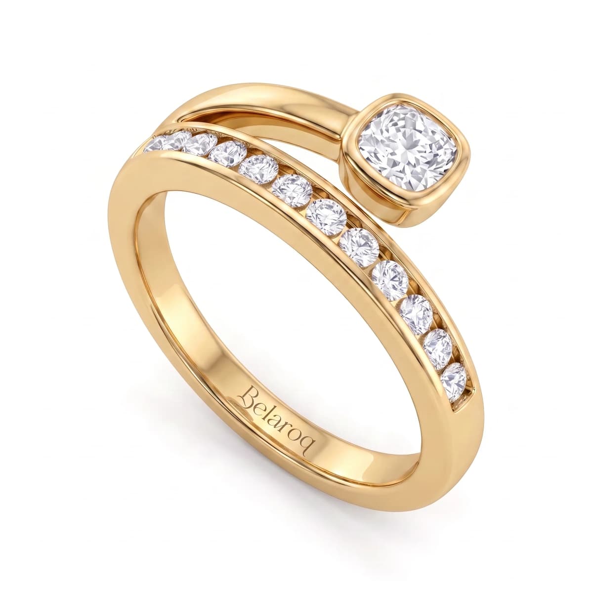 Belaroq Meliora Ribbon Poise Yellow Gold Lab Diamond Ring