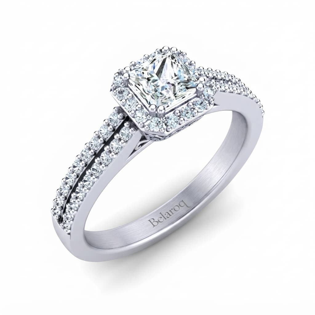 Belaroq Iverelle princess round prong pavé Engagement Ring