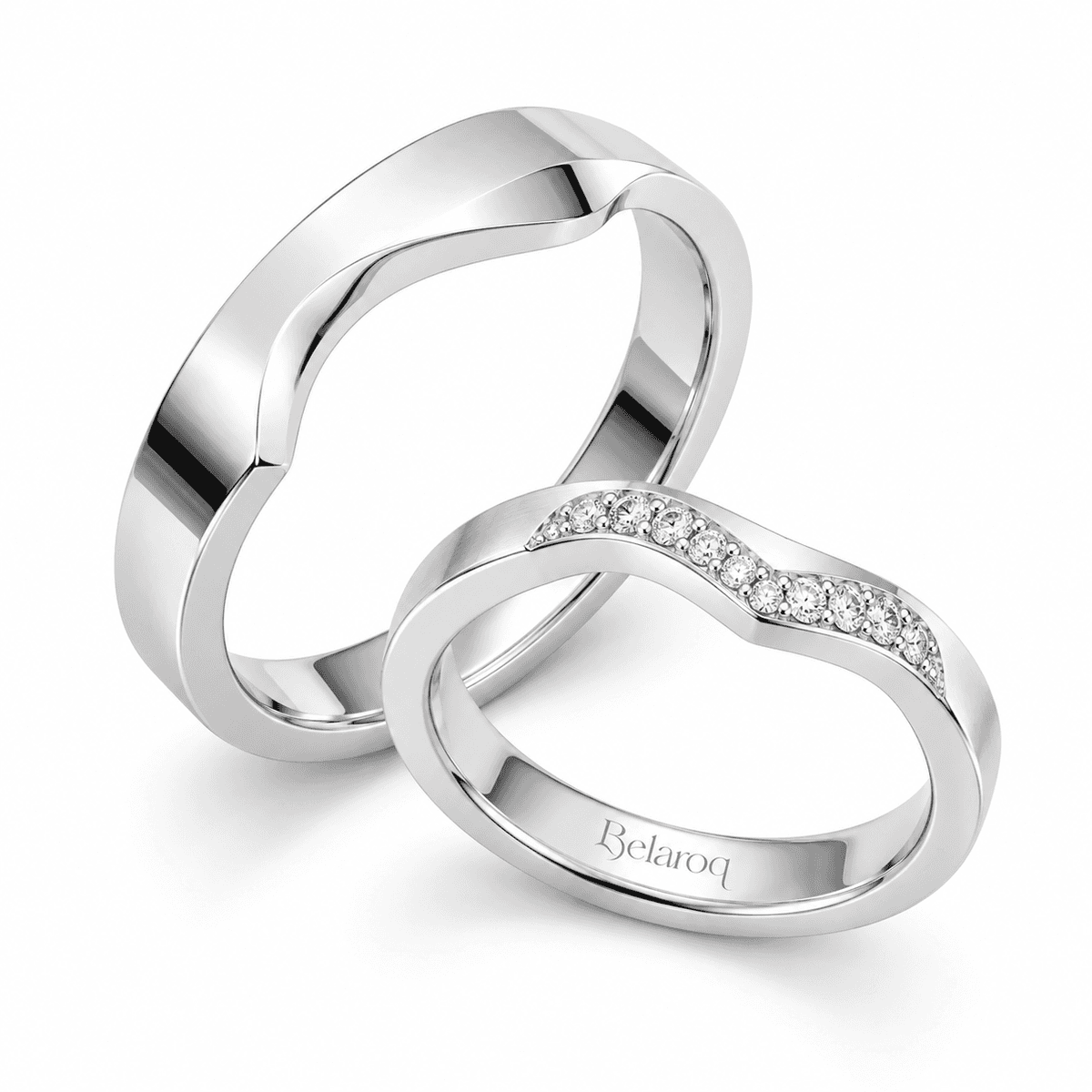 Belaroq Peralinedorelle Round Pavé Wedding Ring Set