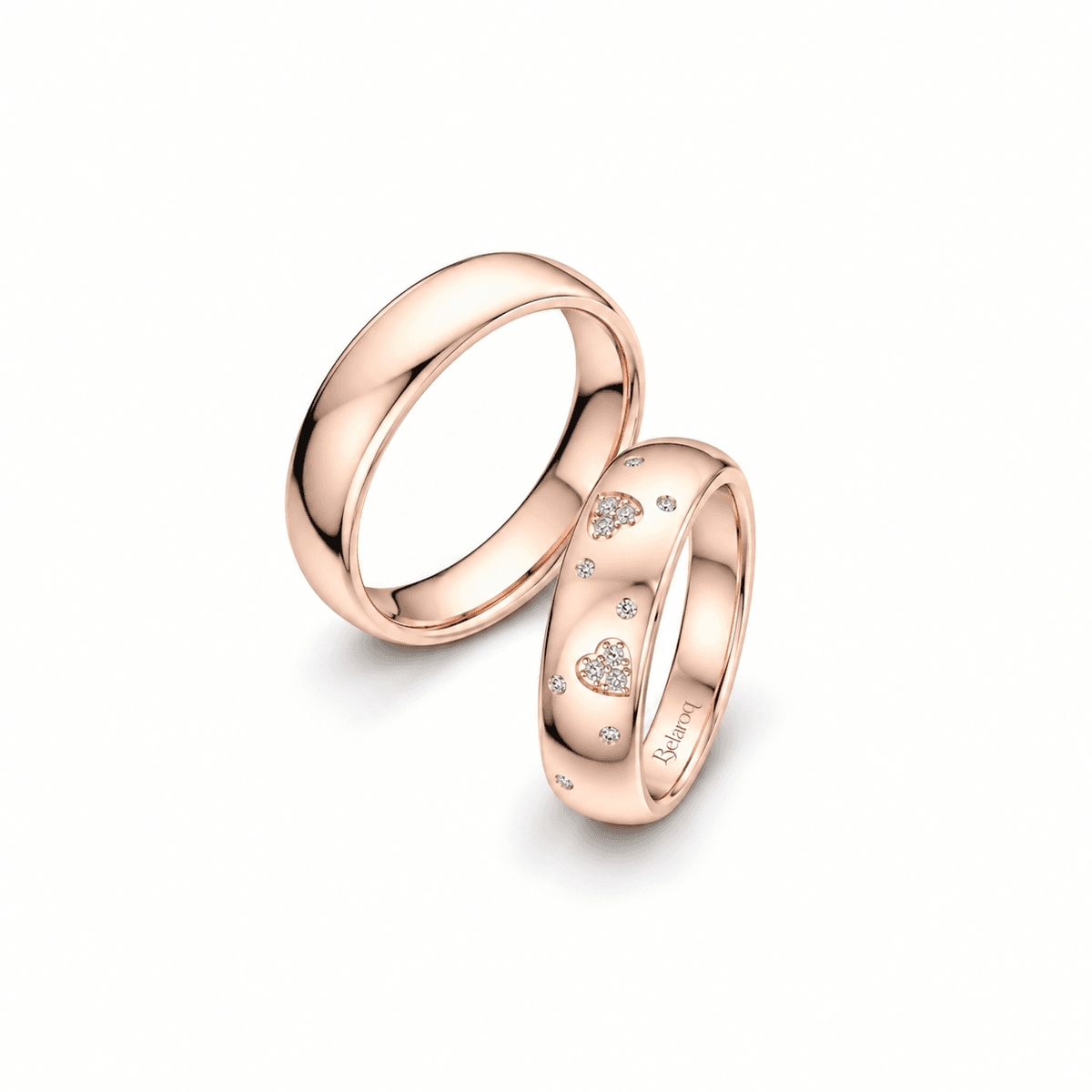 Belaroq Roseloria Heart Cluster Wedding Ring Pair