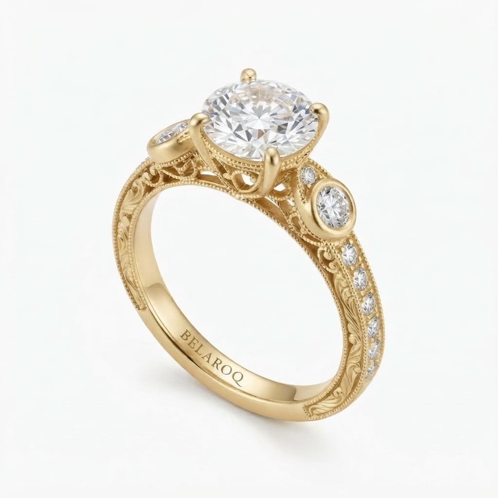 Belaroq Taveline Round ProngBezelPavé Engagement Ring