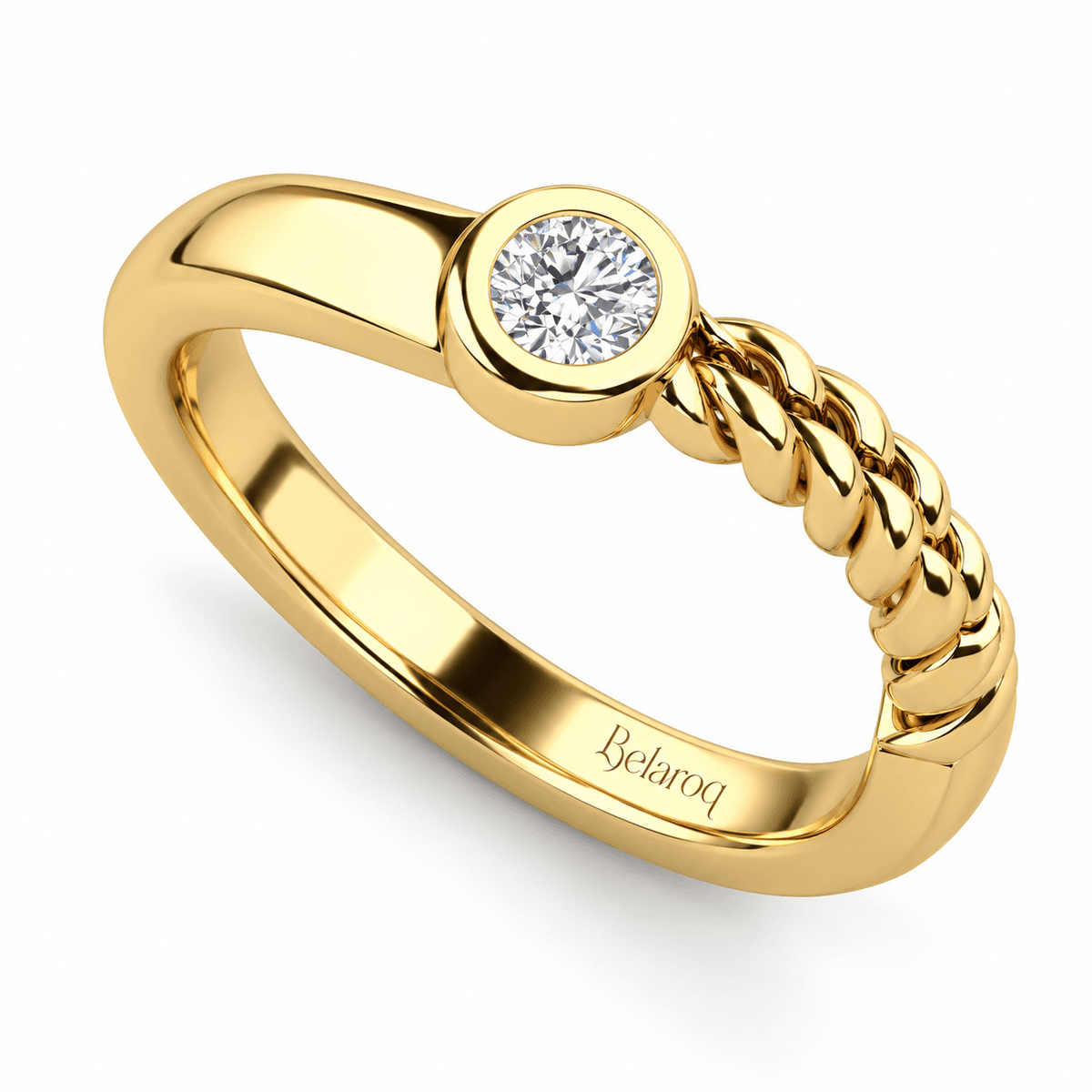 Belaroq Orielleelarisse Bague de Fiançailles Ronde Sertie Clos et Tressée