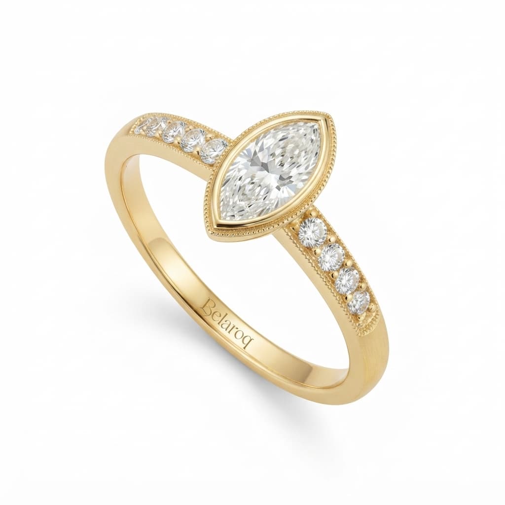 Belaroq Celoria Marquise and Round Bezel and Shared-Prong Engagement Ring