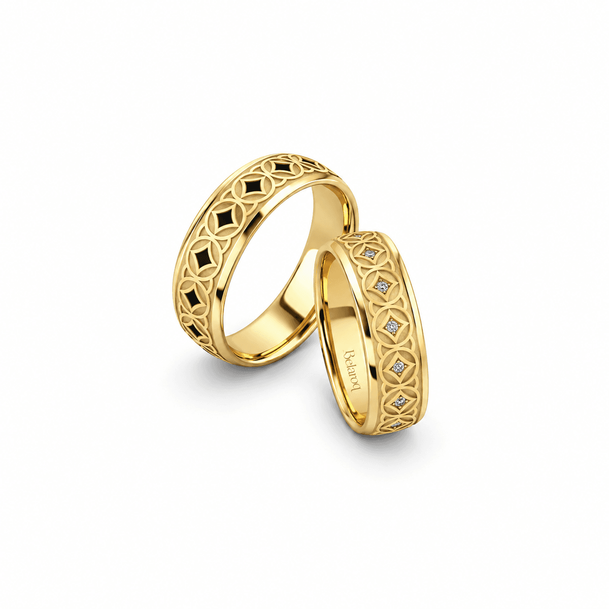 Belaroq Cirvendis Linked Medallion Wedding Ring Pair