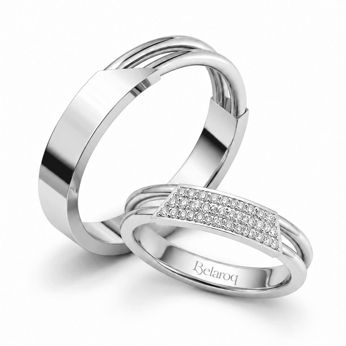 Belaroq Vionellejanelle Round Pave Wedding Ring Set