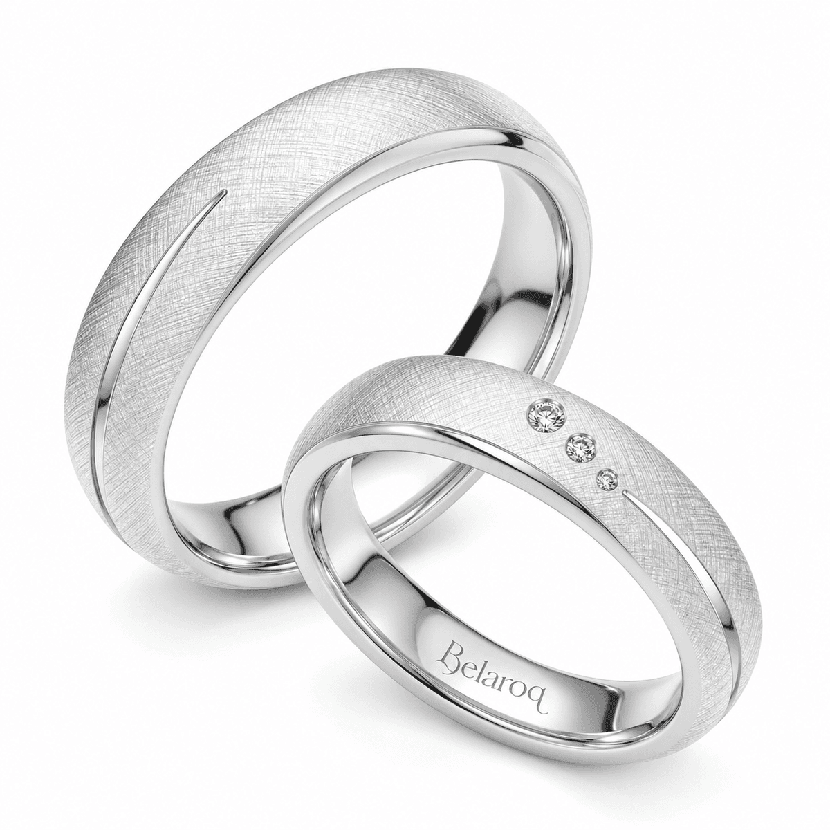 Belaroq Rosavieflorevia Round flush-set Wedding Ring Set