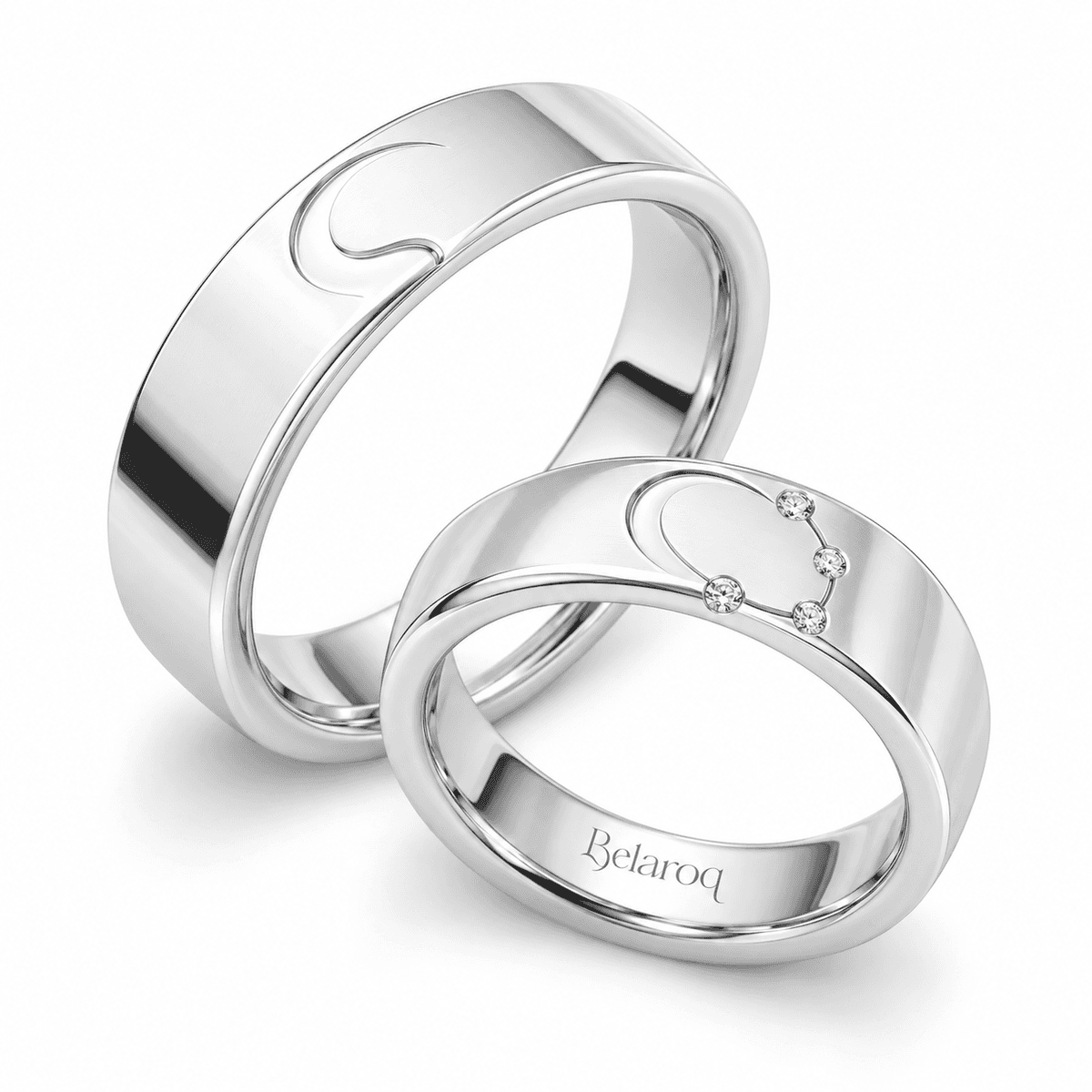Belaroq Deloriaevelune Round Flush Wedding Ring Set