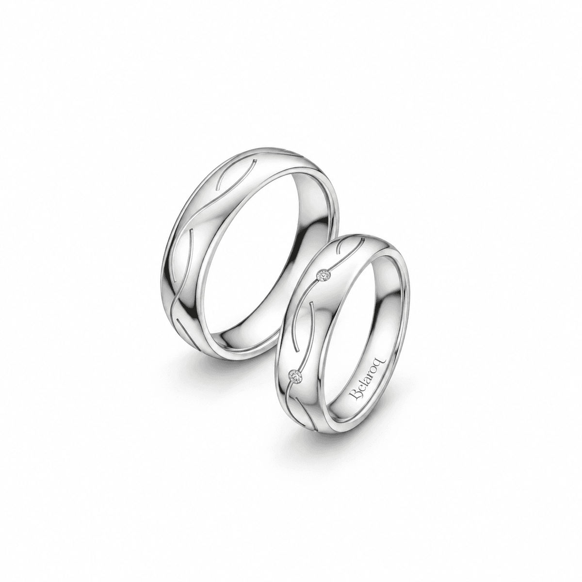Belaroq Vireline Curved Groove Wedding Ring Pair