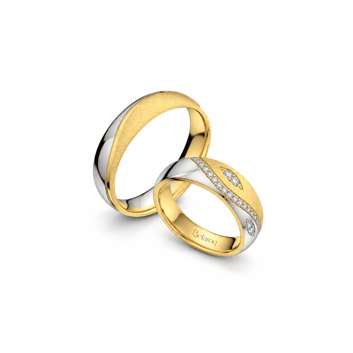 Belaroq Auvessia Two Tone Sweep Wedding Ring Pair