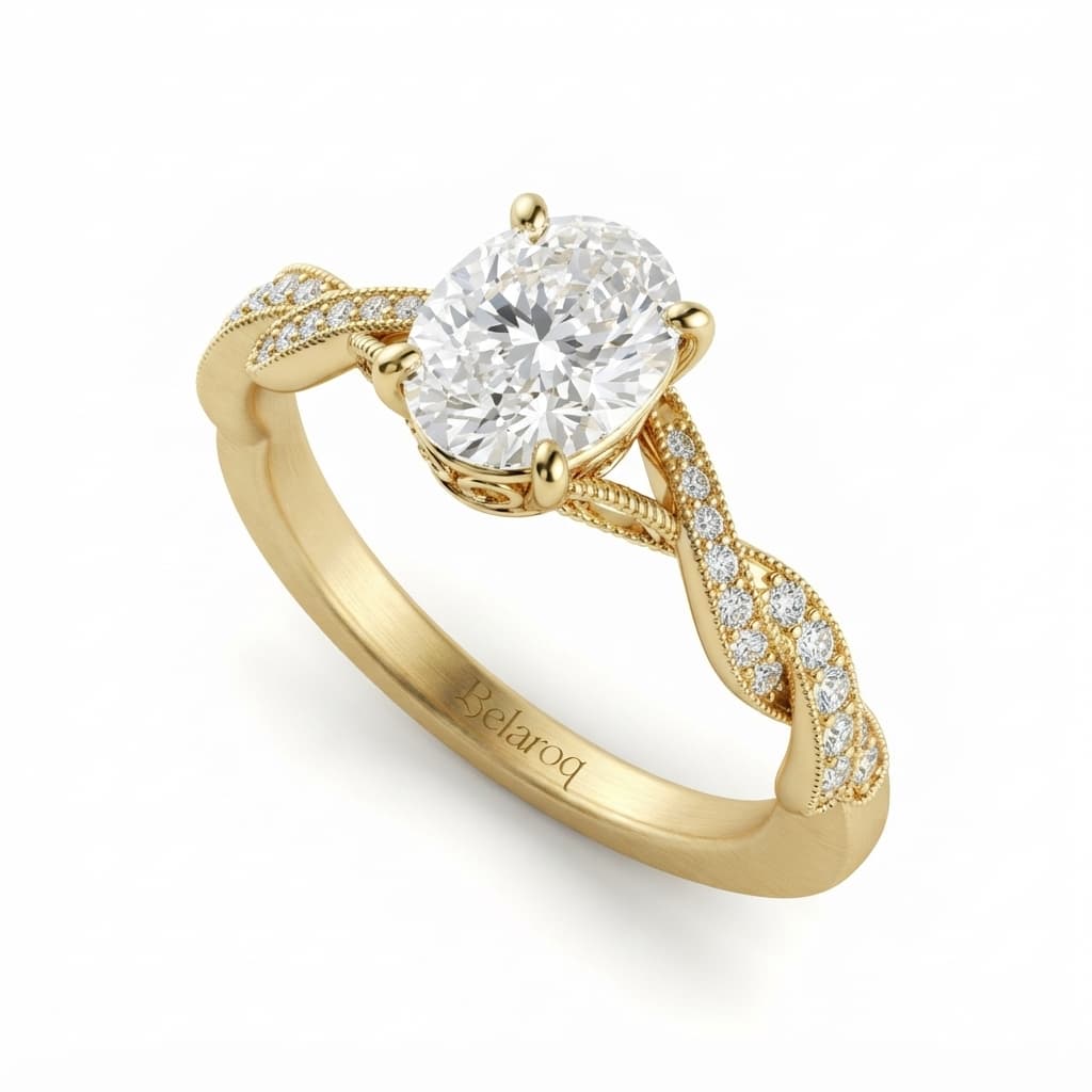 Belaroq Alouelle Oval brilliant Pavé and Prongs Engagement Ring