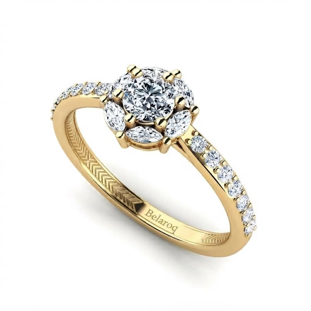 Belaroq Loravie Round Marquise Prong Pavé Engagement Ring