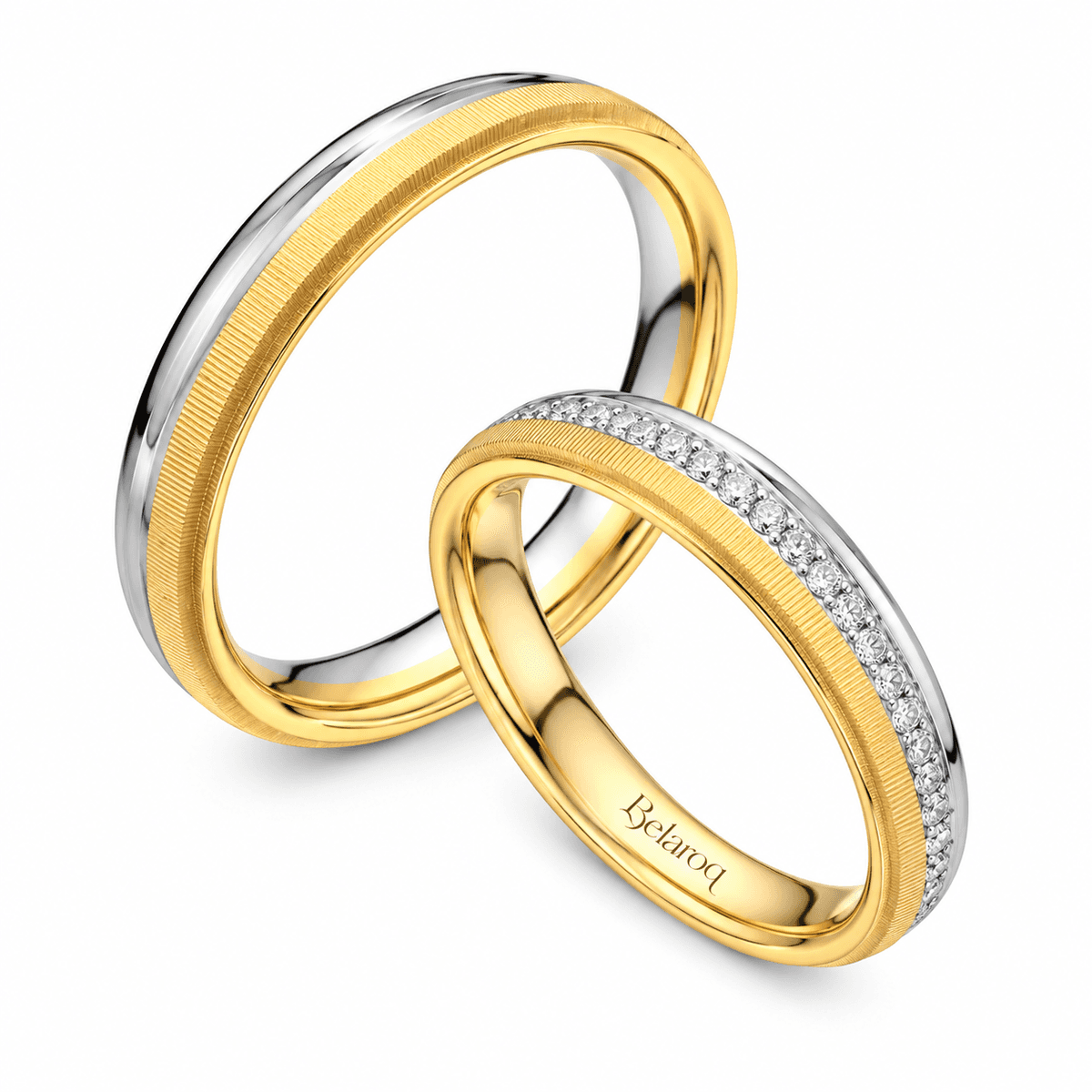 Belaroq Coraliebrialune Round Pavé Wedding Ring Set