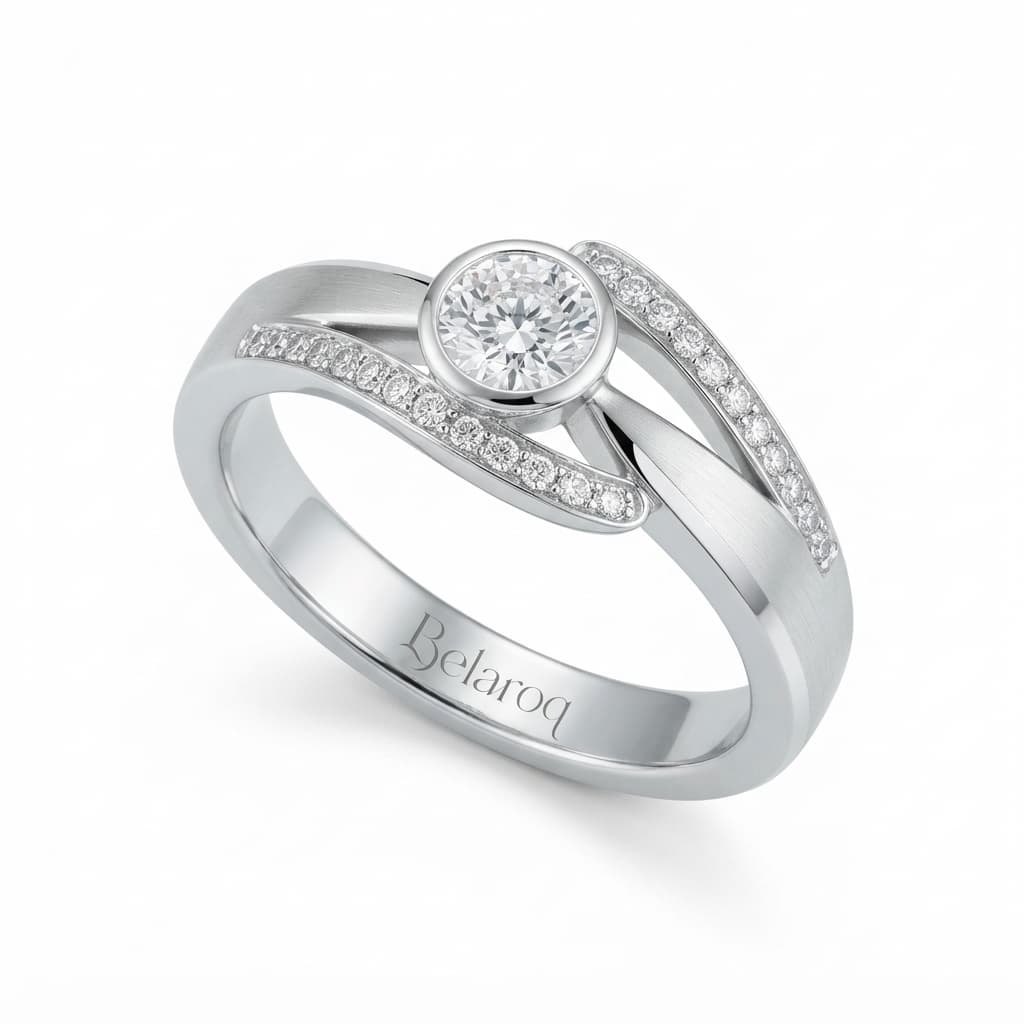 Belaroq Maelis round partial bezel channel Engagement Ring