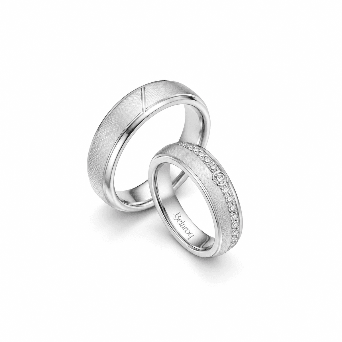 Belaroq Mavellio Satin Station Wedding Ring Pair