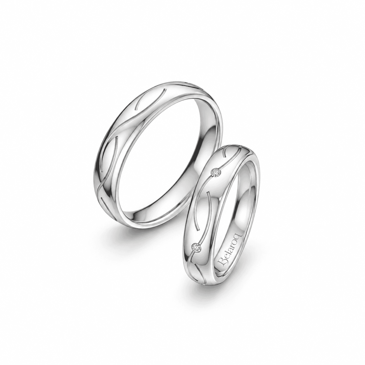 Belaroq Curvessa Flowing Line Wedding Ring Pair